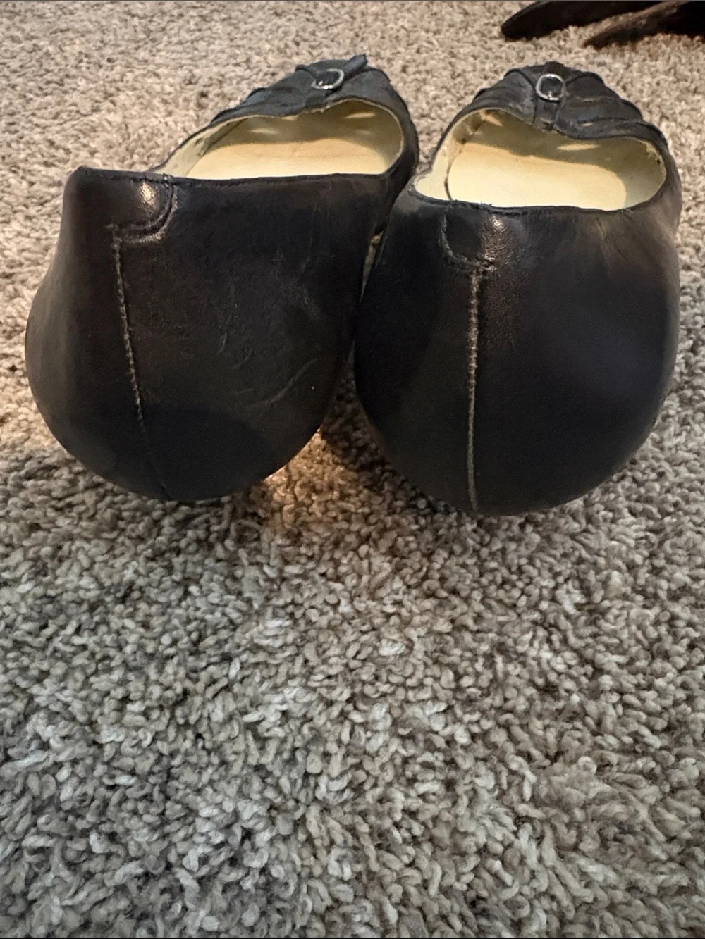 Nine West Black Leather Cutout Ballet Flats with Silver Buckle